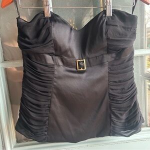 Vintage Y2K Arden B Silk Corset Style Strapless Black Top Gold Buckle Medium